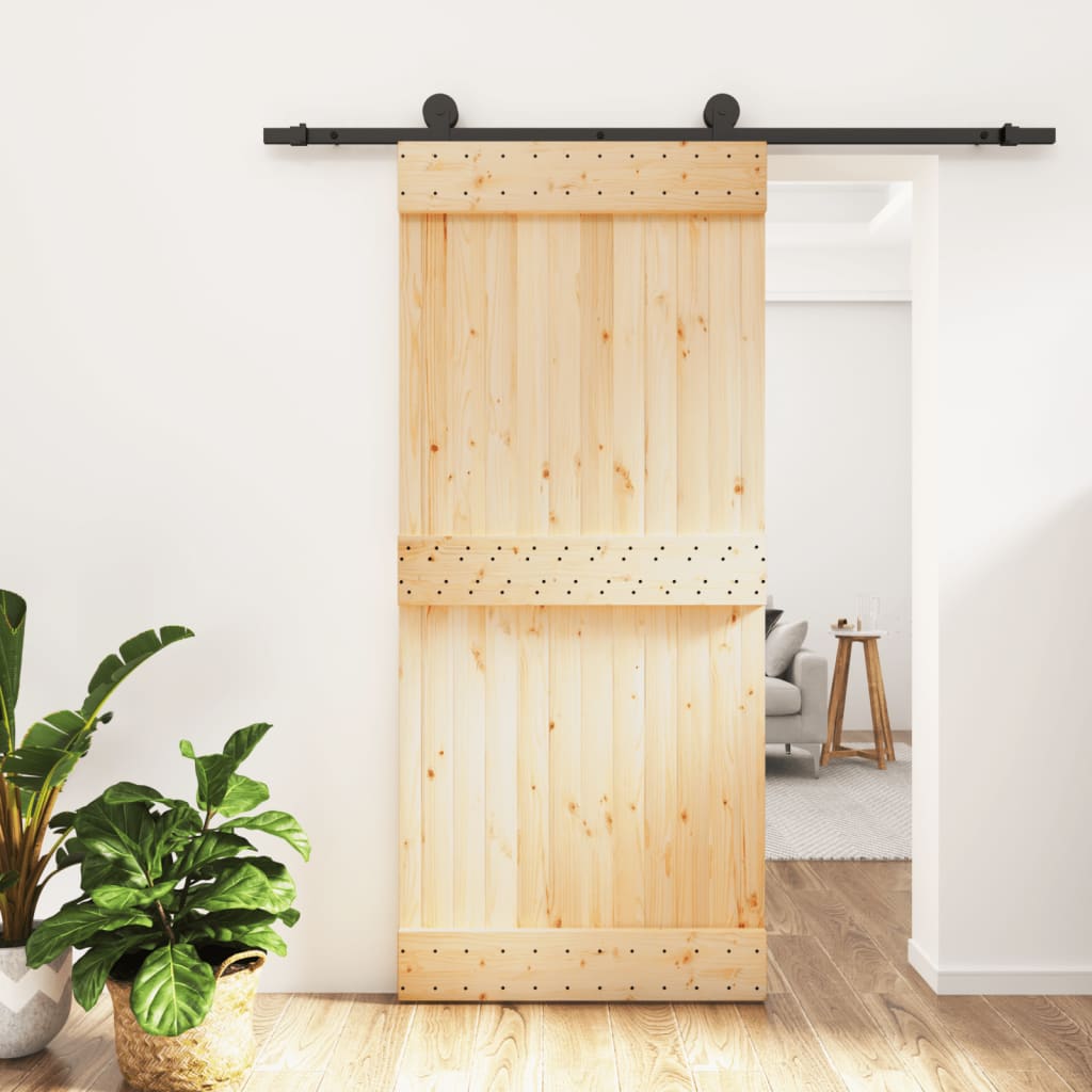 VidaXL Schiebetür mit Beschlägen 90x210 cm massives Kiefernholz