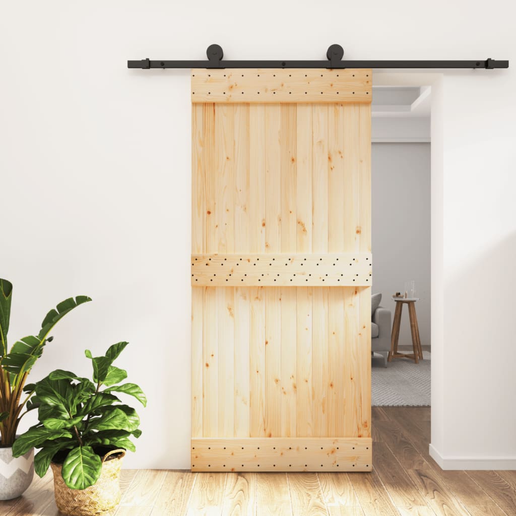 VidaXL Schiebetür mit Beschlägen 95x210 cm massives Kiefernholz