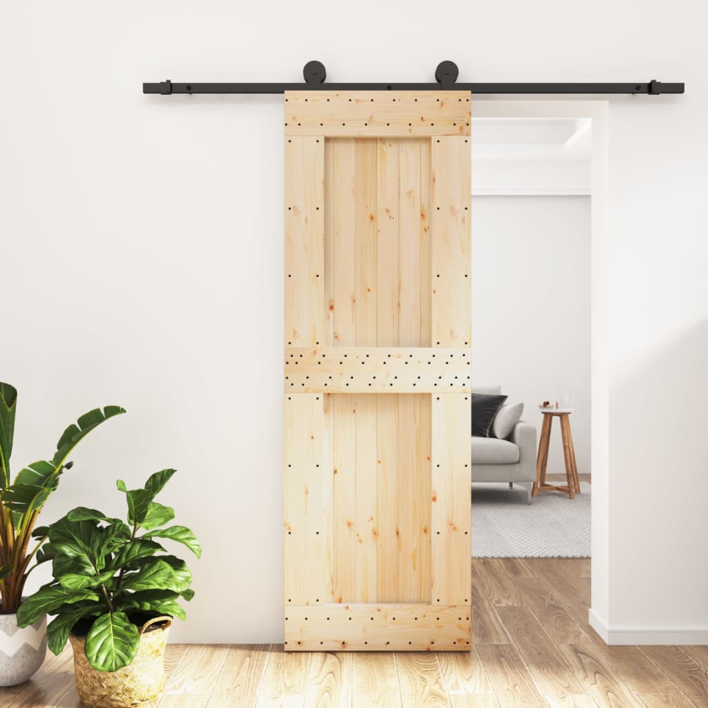 VidaXL Schiebetür mit Beschlägen 70x210 cm massives Kiefernholz