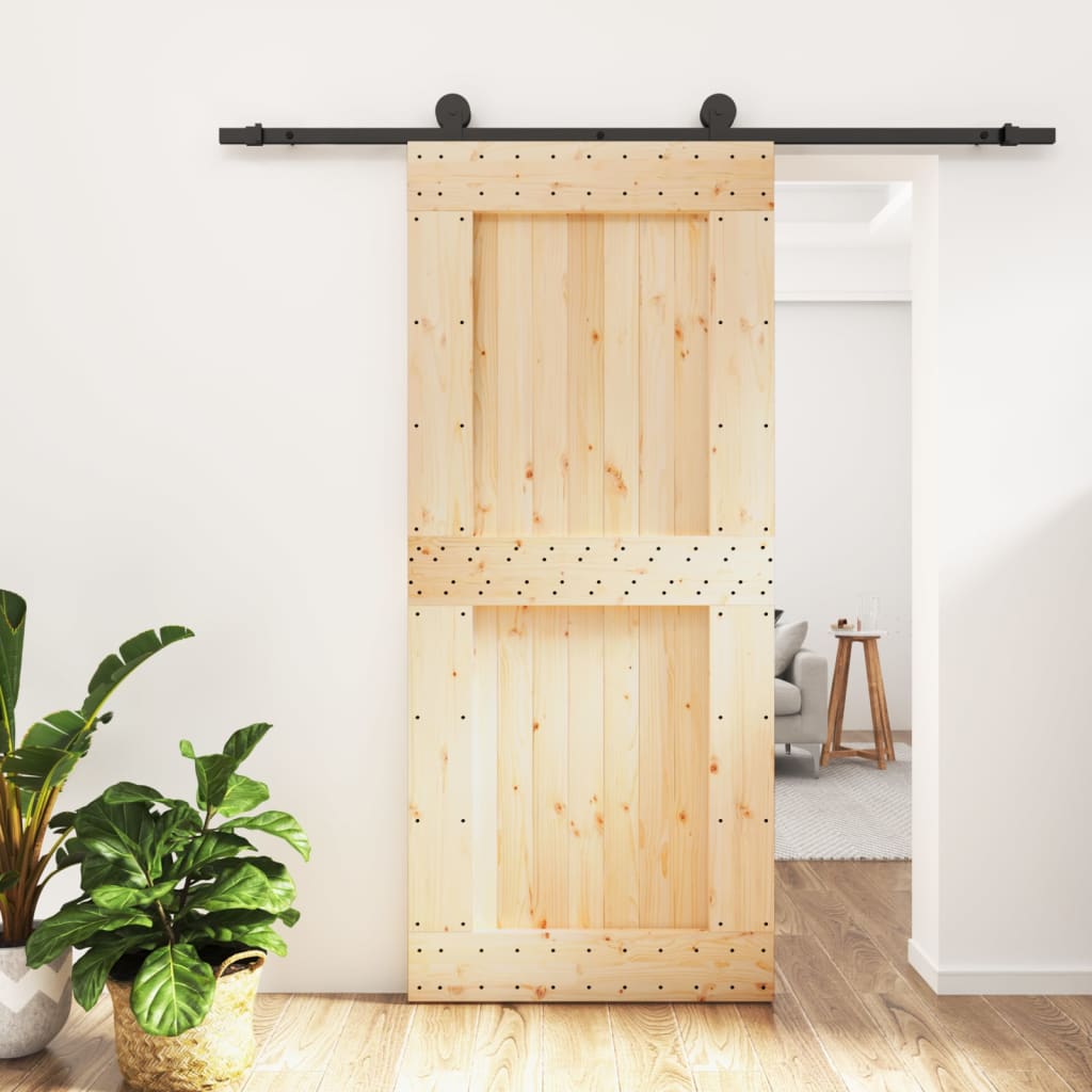 VidaXL Schiebetür mit Beschlägen 90x210 cm massives Kiefernholz