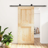 VidaXL Schiebetür mit Beschlägen 90x210 cm massives Kiefernholz