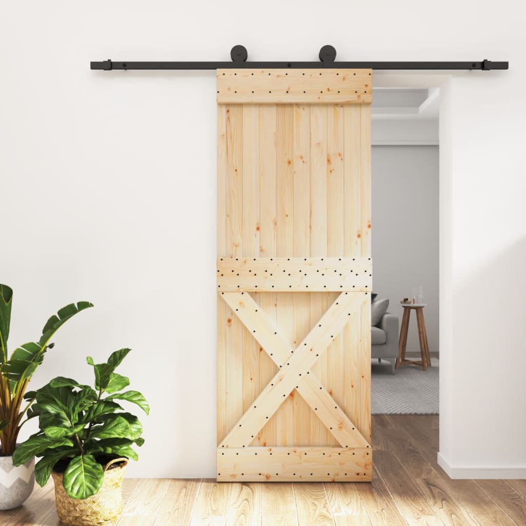 VidaXL Schiebetür mit Beschlägen 80x210 cm massives Kiefernholz