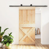 VidaXL Schiebetür mit Beschlägen 90x210 cm massives Kiefernholz