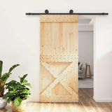 VidaXL Schiebetür mit Beschlägen 95x210 cm massives Kiefernholz