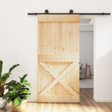 VidaXL Schiebetür mit Beschlägen 100x210 cm massives Kiefernholz