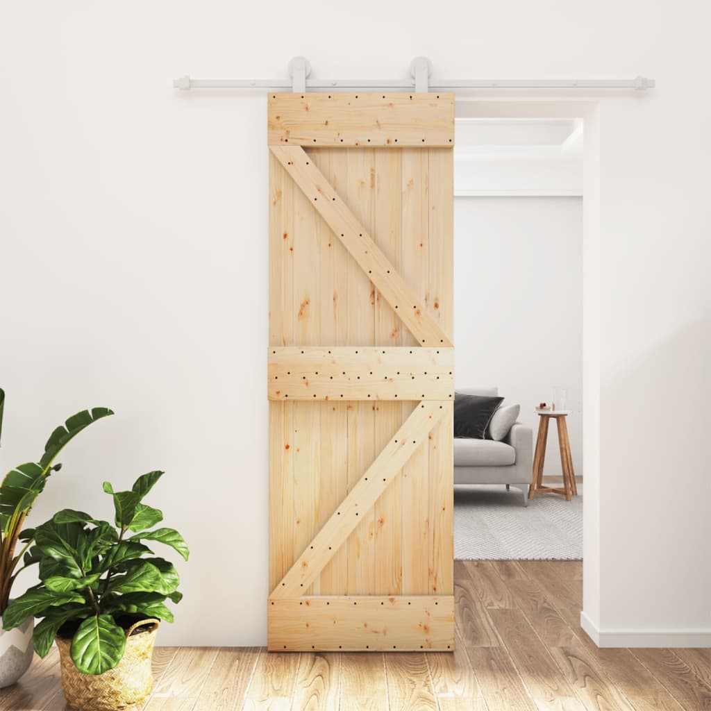 VidaXL Schiebetür mit Beschlägen 70x210 cm massives Kiefernholz