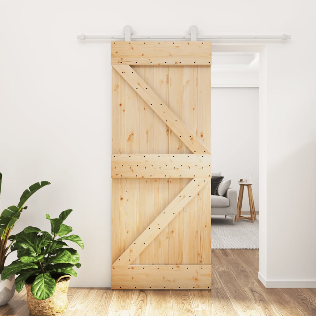 VidaXL Schiebetür mit Beschlägen 85x210 cm massives Kiefernholz