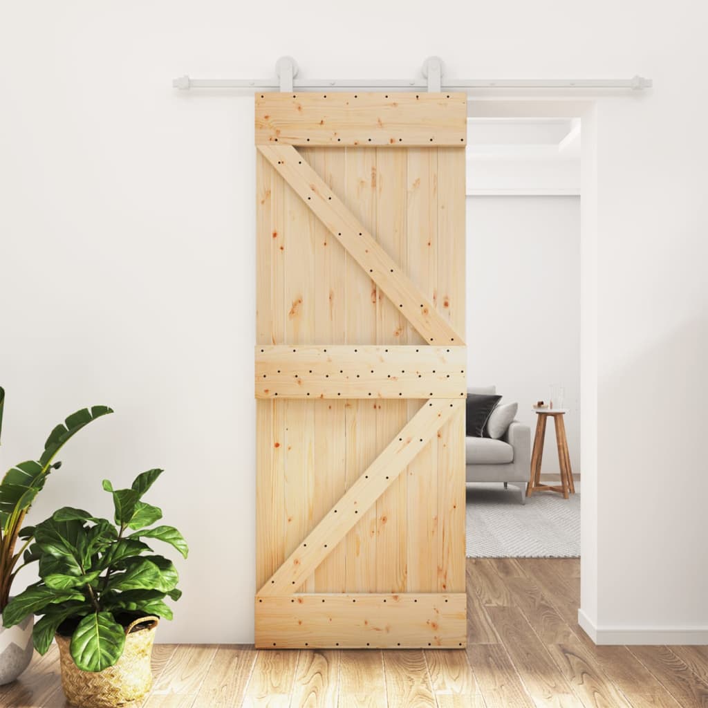 VidaXL Schiebetür mit Beschlägen 80x210 cm massives Kiefernholz