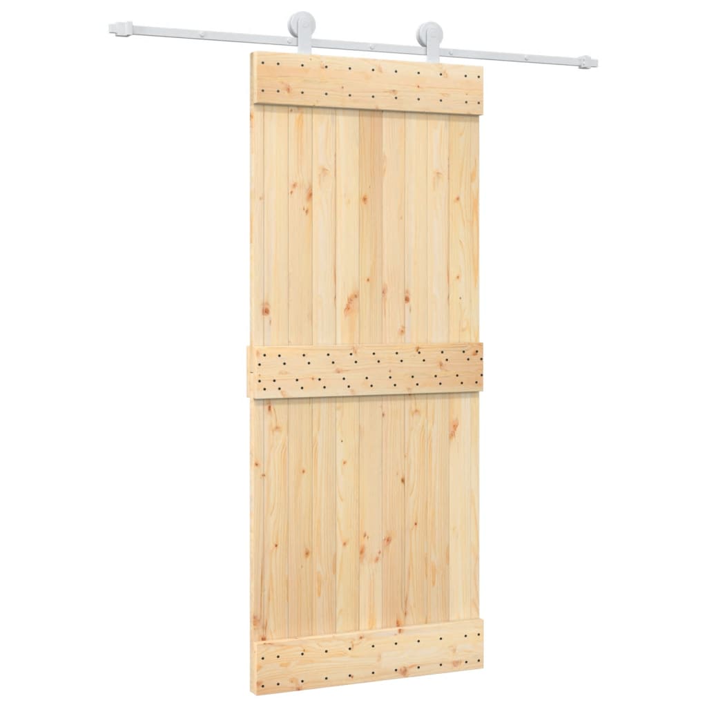 VidaXL Schiebetür mit Beschlägen 85x210 cm massives Kiefernholz