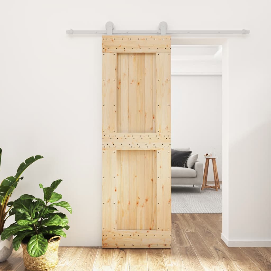 VidaXL Schiebetür mit Beschlägen 70x210 cm massives Kiefernholz
