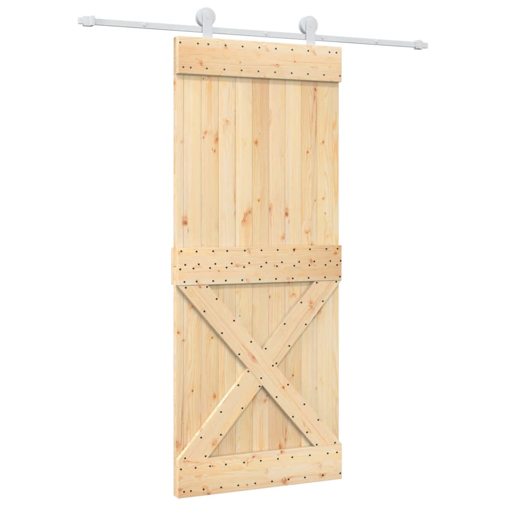 VidaXL Schiebetür mit Beschlägen 85x210 cm massives Kiefernholz