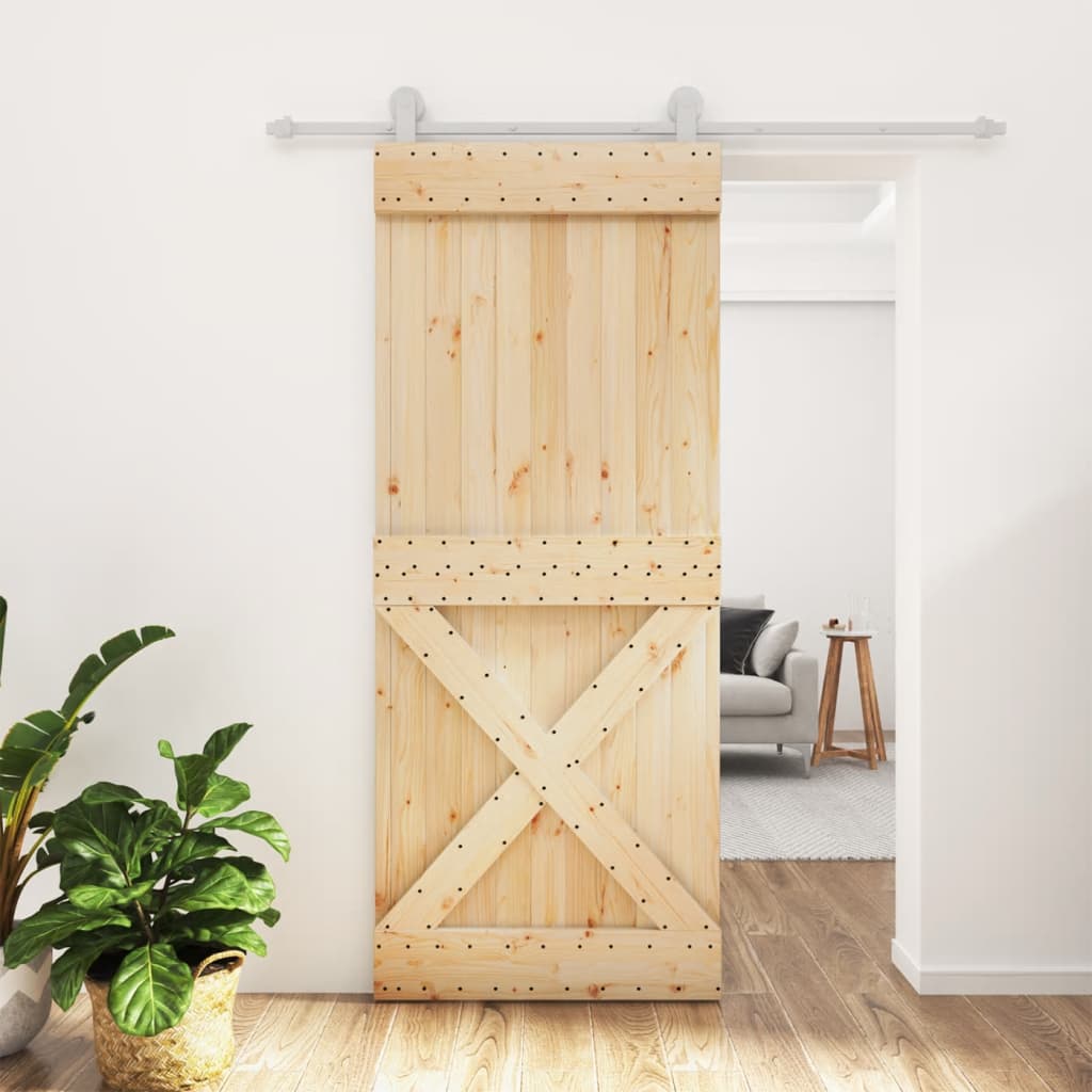 VidaXL Schiebetür mit Beschlägen 85x210 cm massives Kiefernholz