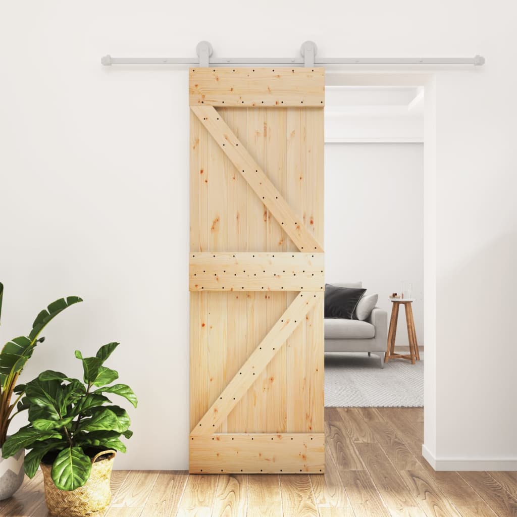 VidaXL Schiebetür mit Beschlägen 70x210 cm massives Kiefernholz