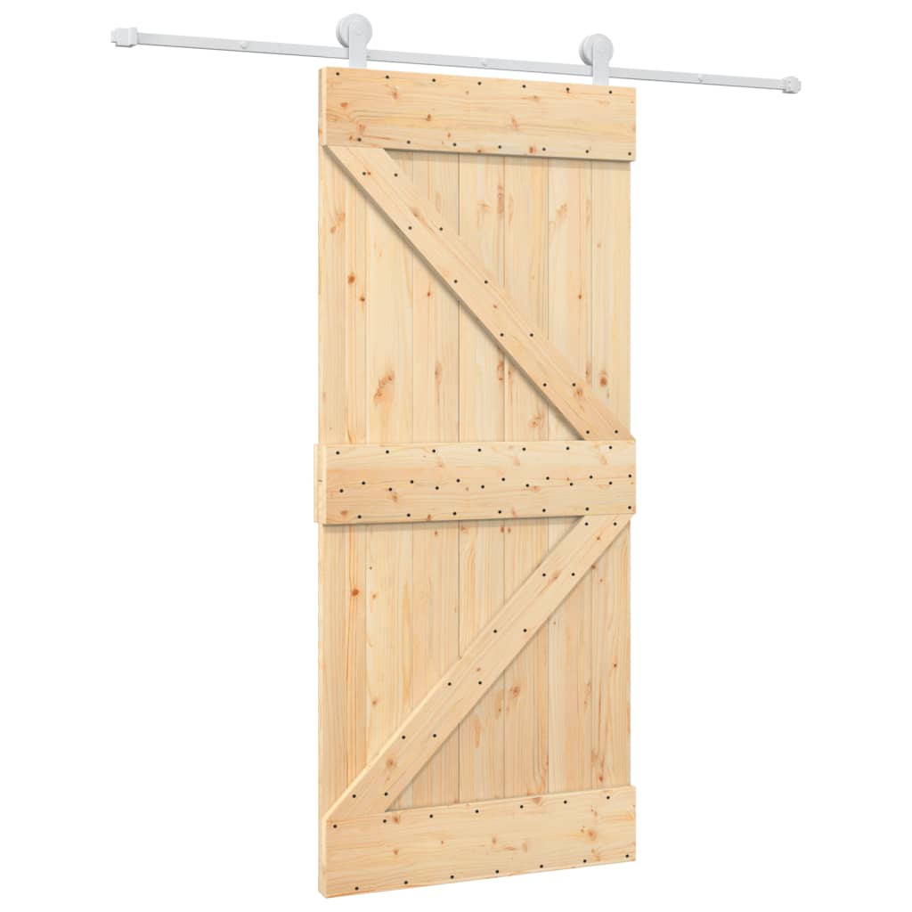 VidaXL Schiebetür mit Beschlägen 90x210 cm massives Kiefernholz
