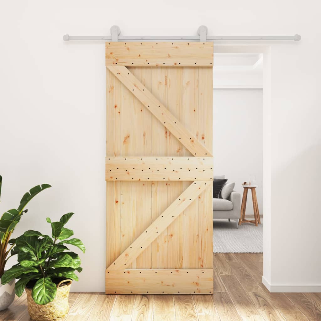 VidaXL Schiebetür mit Beschlägen 90x210 cm massives Kiefernholz