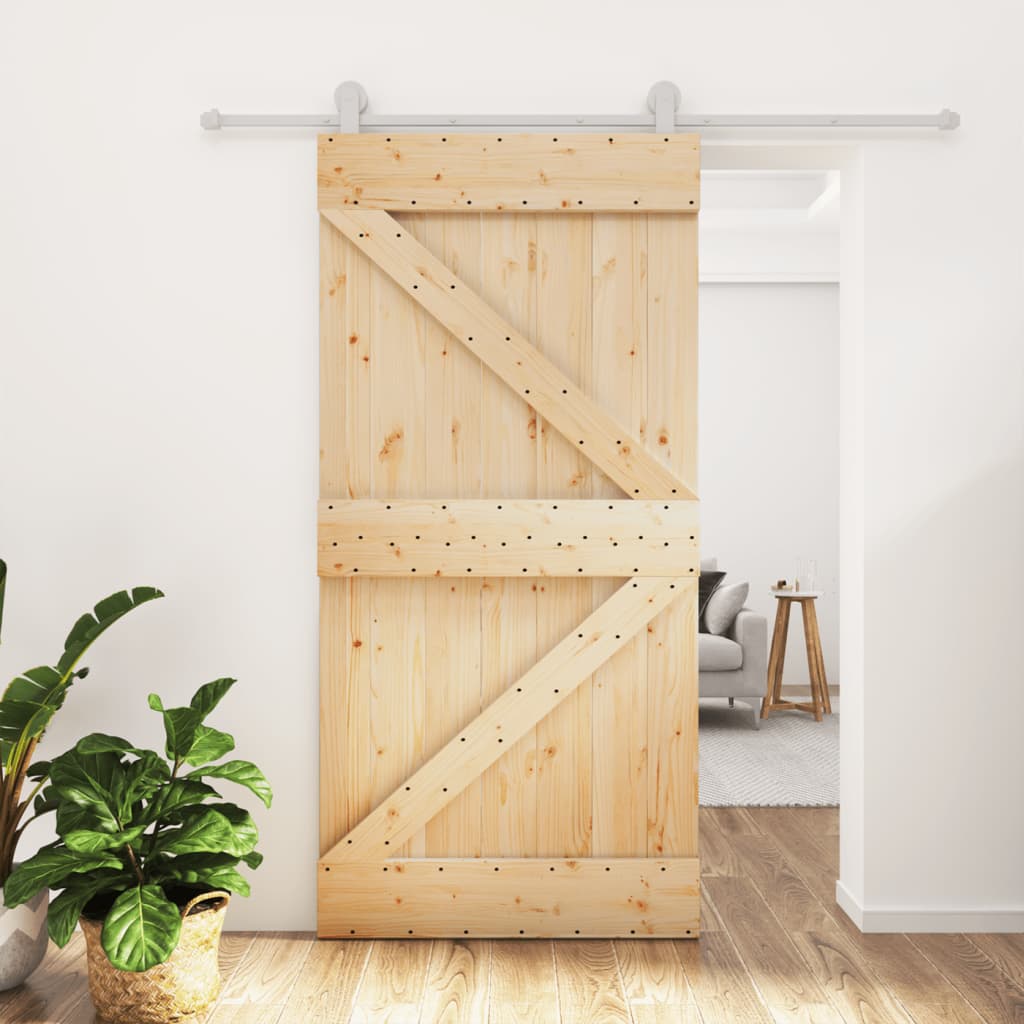 VidaXL Schiebetür mit Beschlägen 100x210 cm massives Kiefernholz