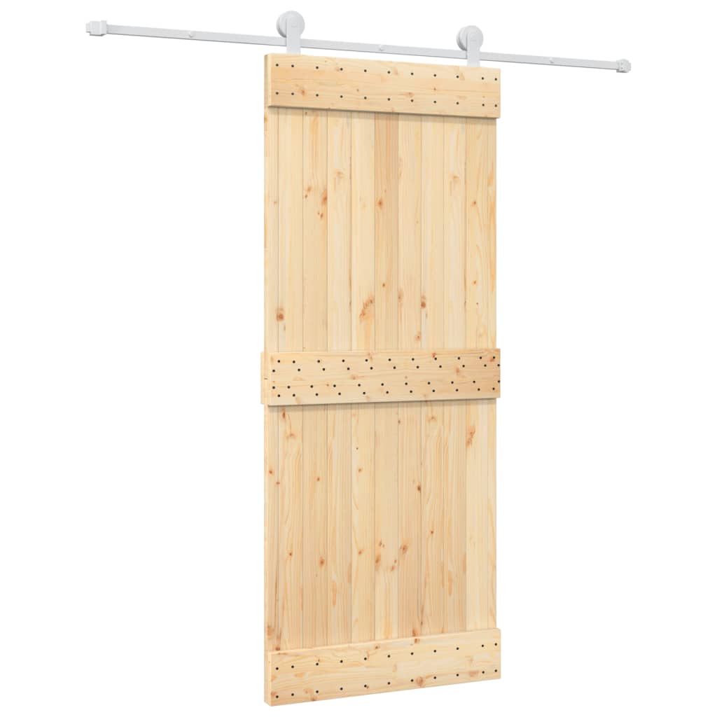 VidaXL Schiebetür mit Beschlägen 85x210 cm massives Kiefernholz