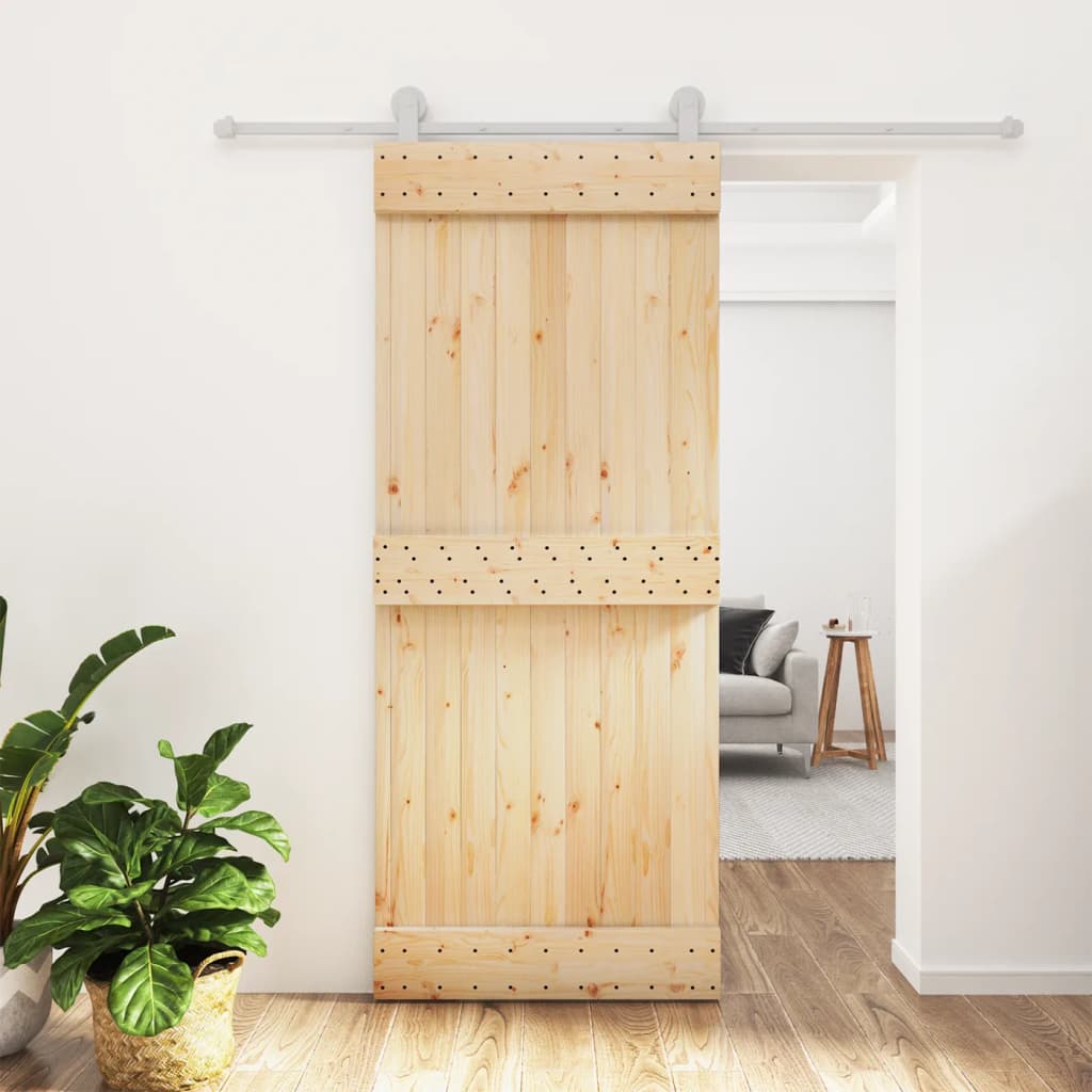 VidaXL Schiebetür mit Beschlägen 85x210 cm massives Kiefernholz