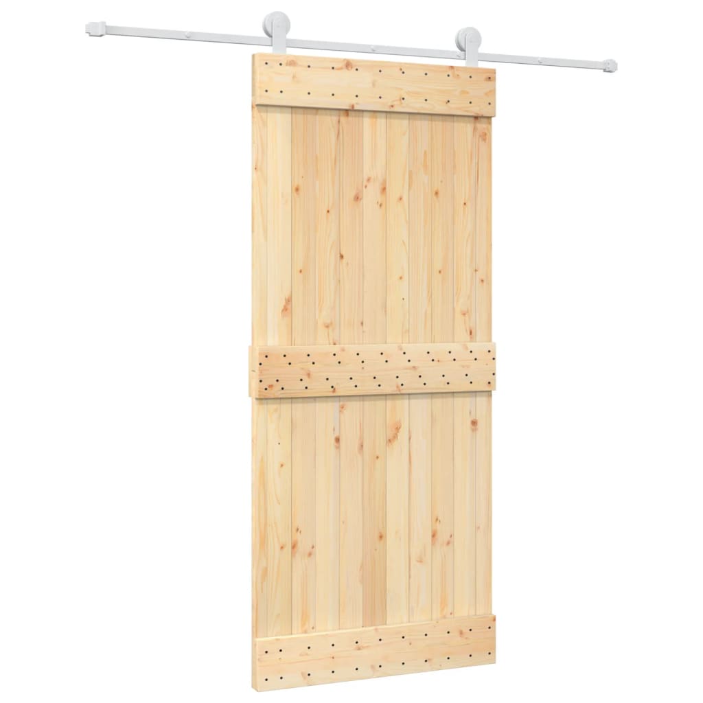 VidaXL Schiebetür mit Beschlägen 90x210 cm massives Kiefernholz