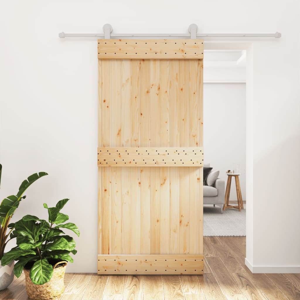VidaXL Schiebetür mit Beschlägen 95x210 cm massives Kiefernholz
