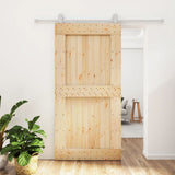 VidaXL Schiebetür mit Beschlägen 100x210 cm massives Kiefernholz