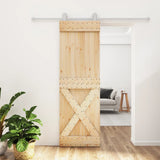 VidaXL Schiebetür mit Beschlägen 70x210 cm massives Kiefernholz