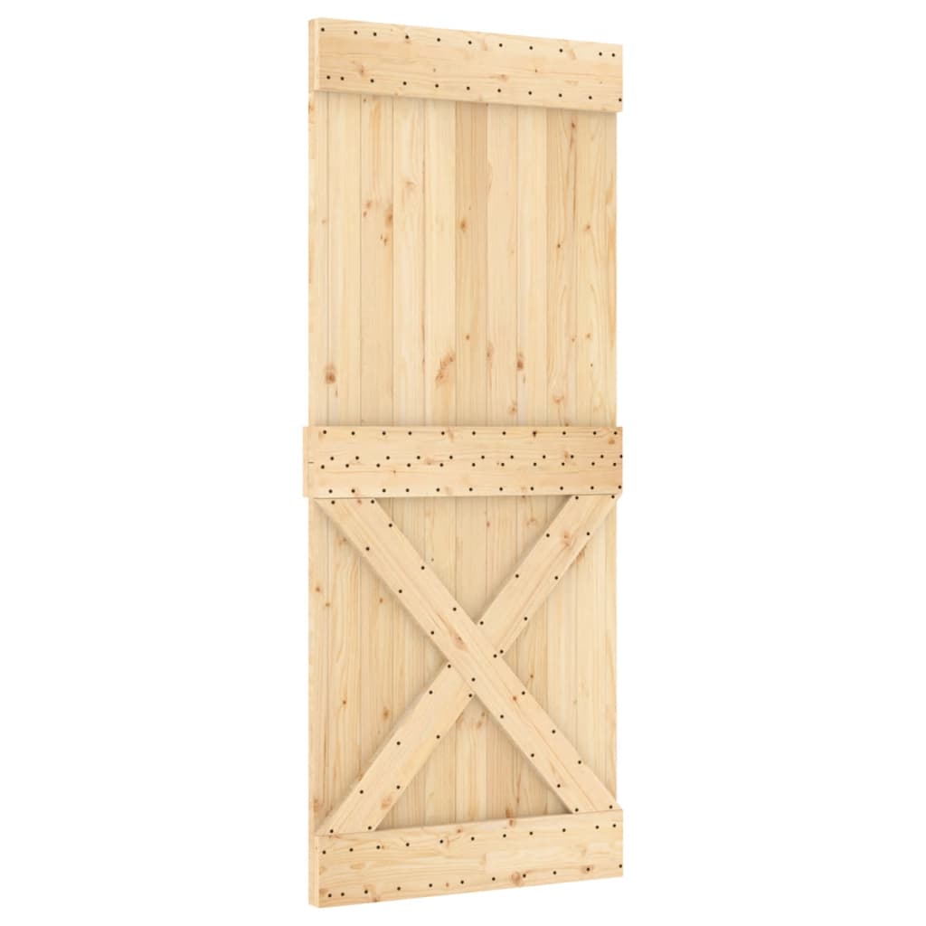 VidaXL Schiebetür mit Beschlägen 85x210 cm massives Kiefernholz