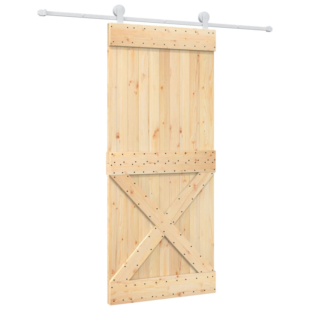 VidaXL Schiebetür mit Beschlägen 90x210 cm massives Kiefernholz