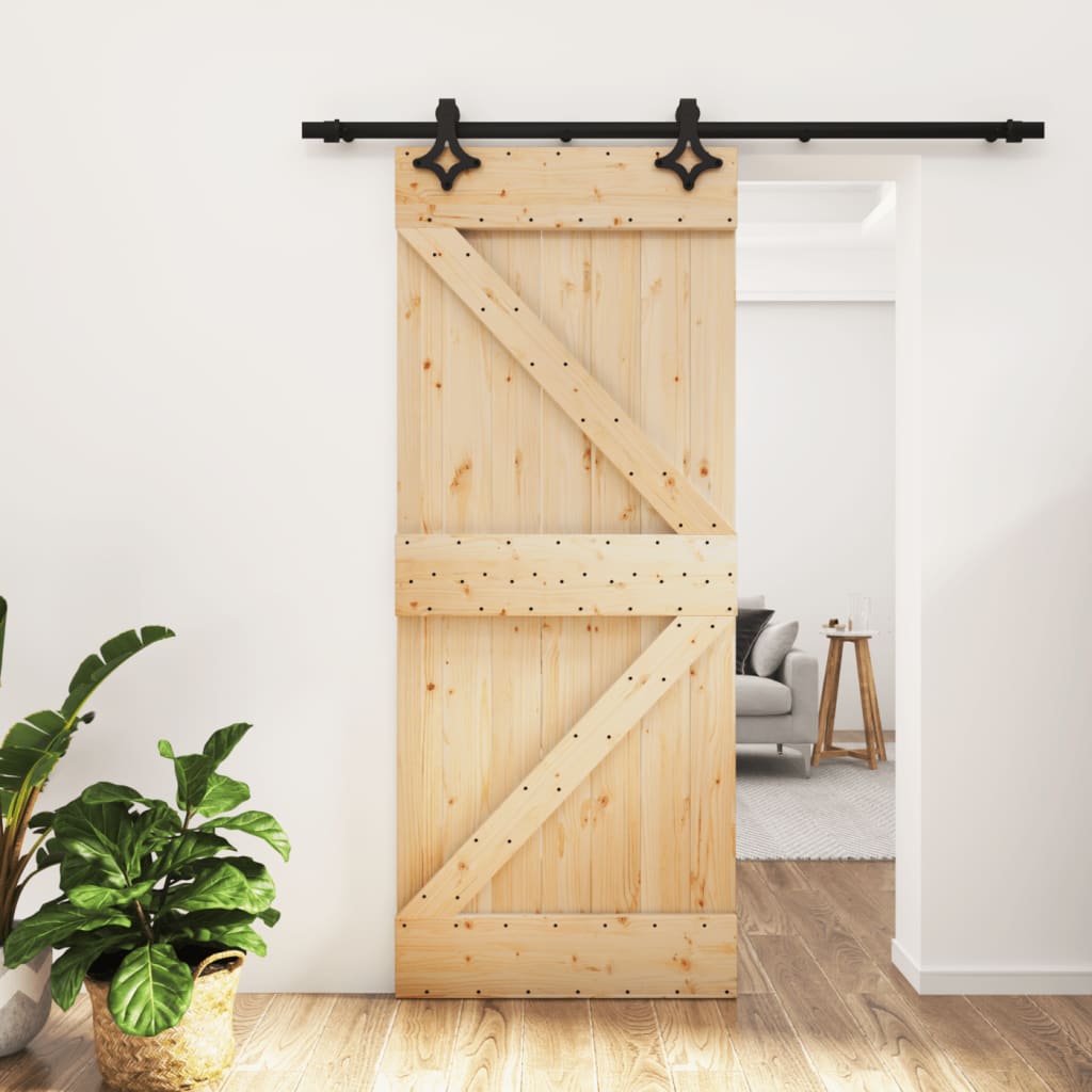 VidaXL Schiebetür mit Beschlägen 85x210 cm massives Kiefernholz