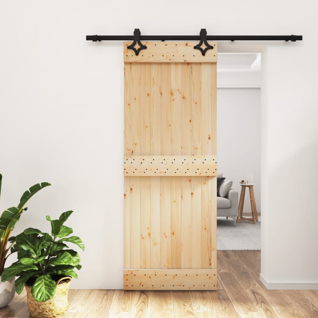 VidaXL Schiebetür mit Beschlägen 80x210 cm massives Kiefernholz