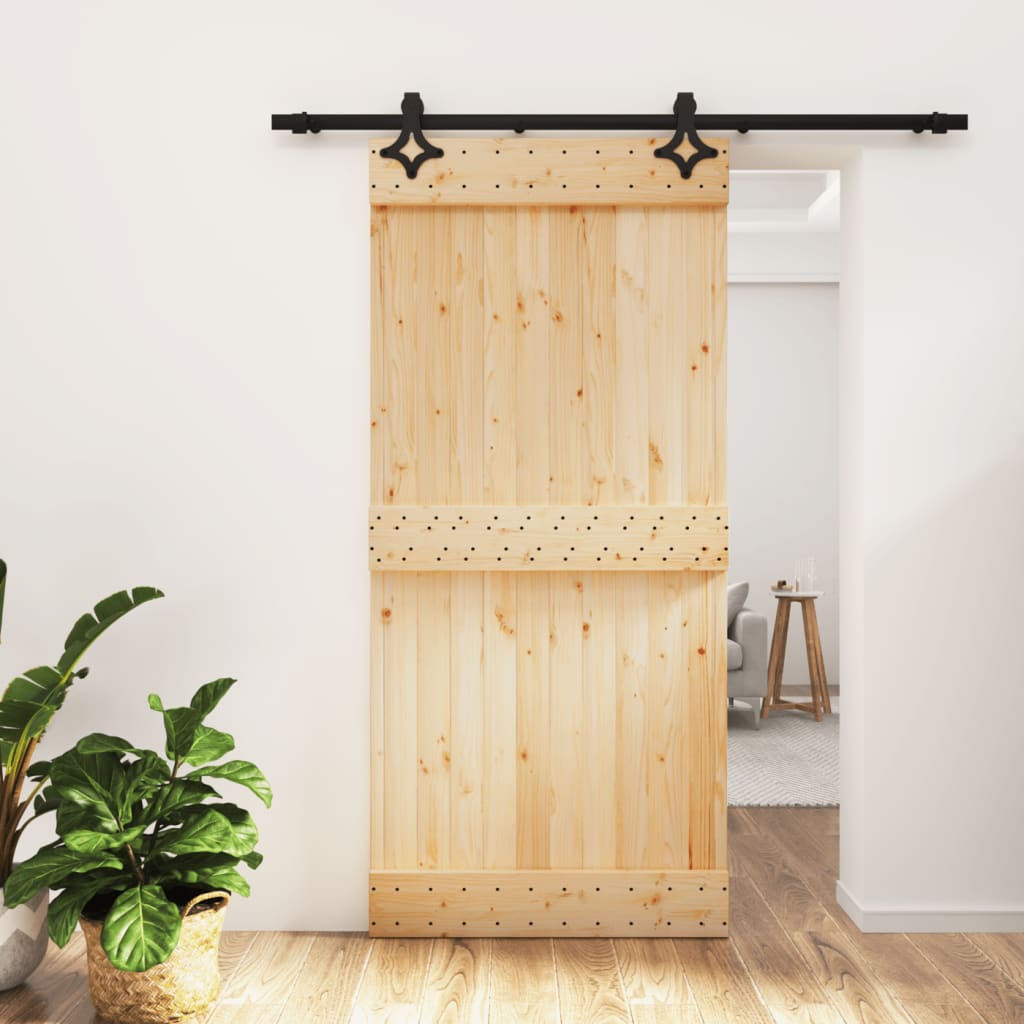 VidaXL Schiebetür mit Beschlägen 95x210 cm massives Kiefernholz