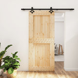 VidaXL Schiebetür mit Beschlägen 90x210 cm massives Kiefernholz