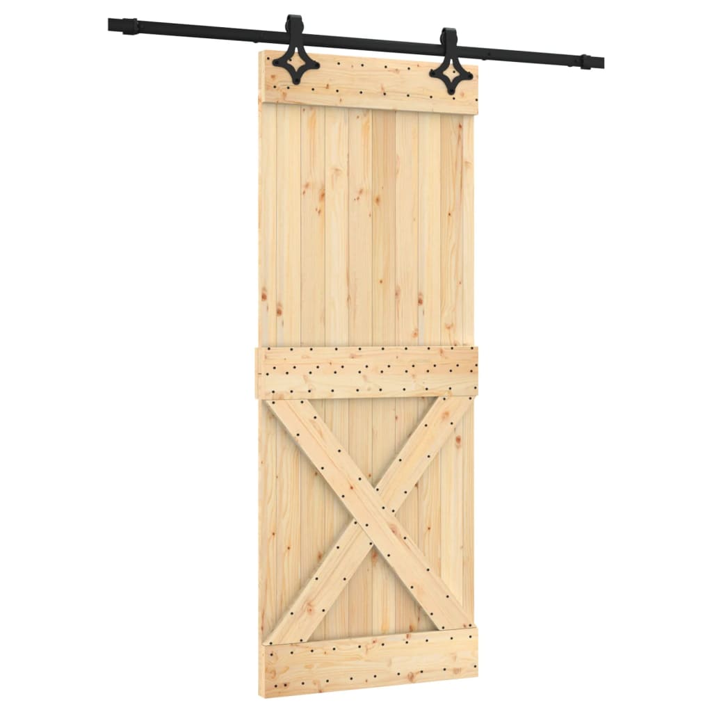 VidaXL Schiebetür mit Beschlägen 80x210 cm massives Kiefernholz