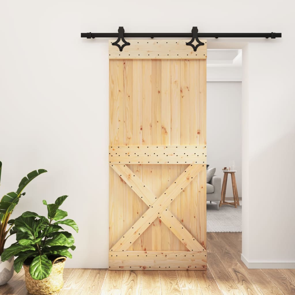VidaXL Schiebetür mit Beschlägen 90x210 cm massives Kiefernholz