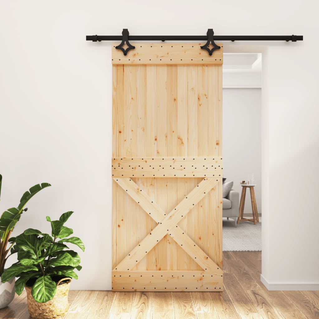 VidaXL Schiebetür mit Beschlägen 95x210 cm massives Kiefernholz