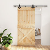 VidaXL Schiebetür mit Beschlägen 95x210 cm massives Kiefernholz
