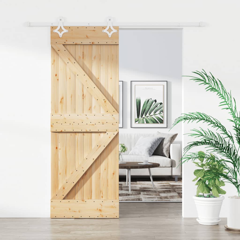VidaXL Schiebetür mit Beschlägen 80x210 cm massives Kiefernholz