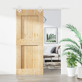 VidaXL Schiebetür mit Beschlägen 85x210 cm massives Kiefernholz
