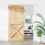 VidaXL Schiebetür mit Beschlägen 90x210 cm massives Kiefernholz