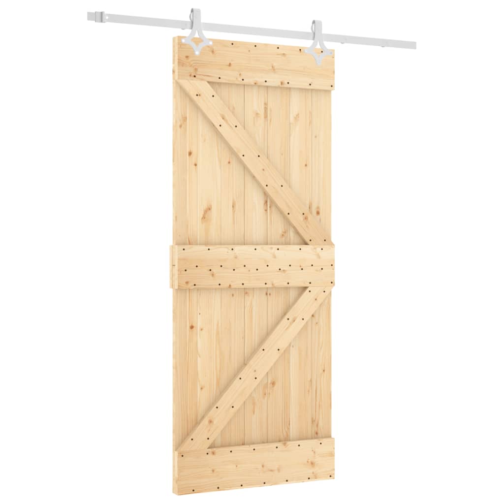 VidaXL Schiebetür mit Beschlägen 85x210 cm massives Kiefernholz