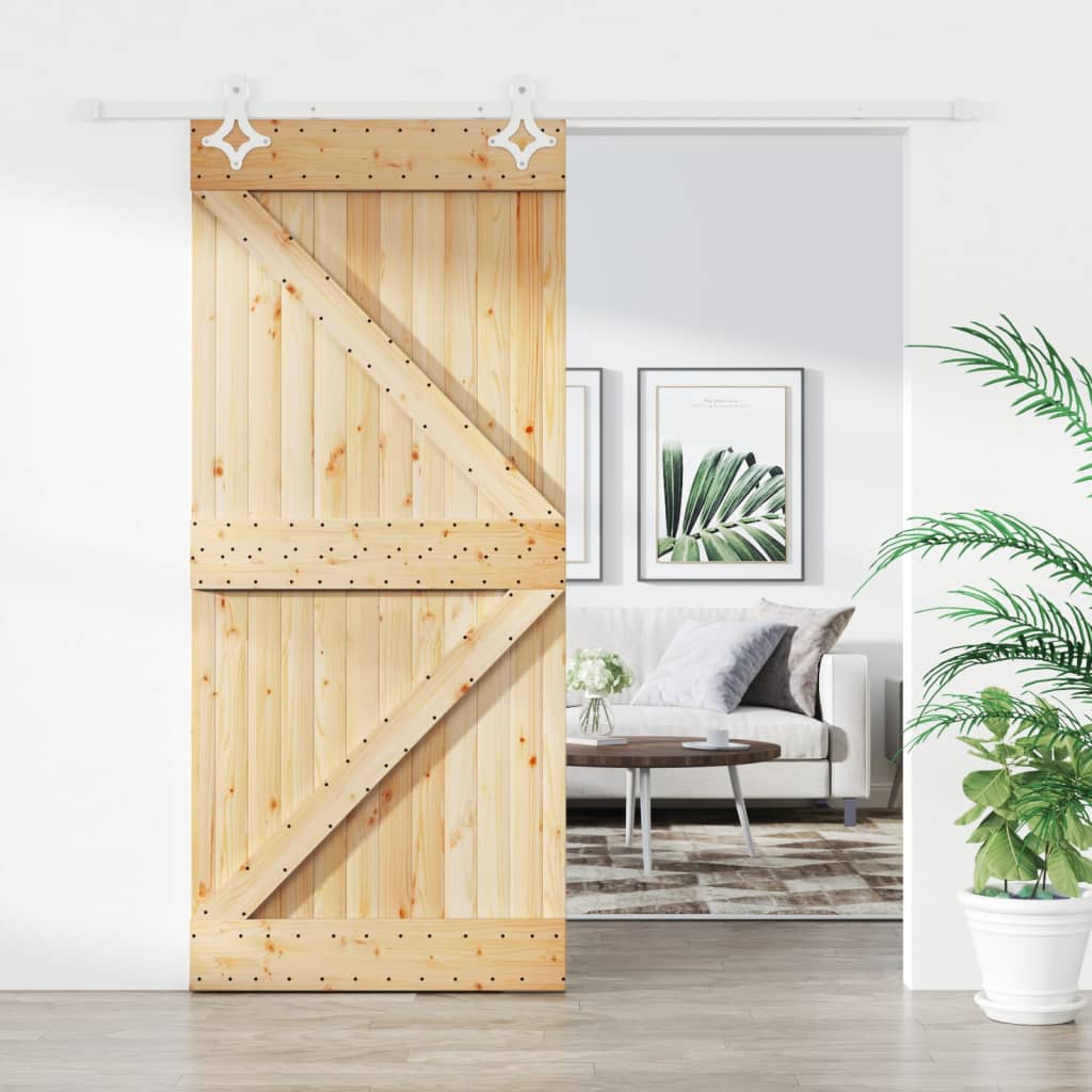VidaXL Schiebetür mit Beschlägen 100x210 cm massives Kiefernholz
