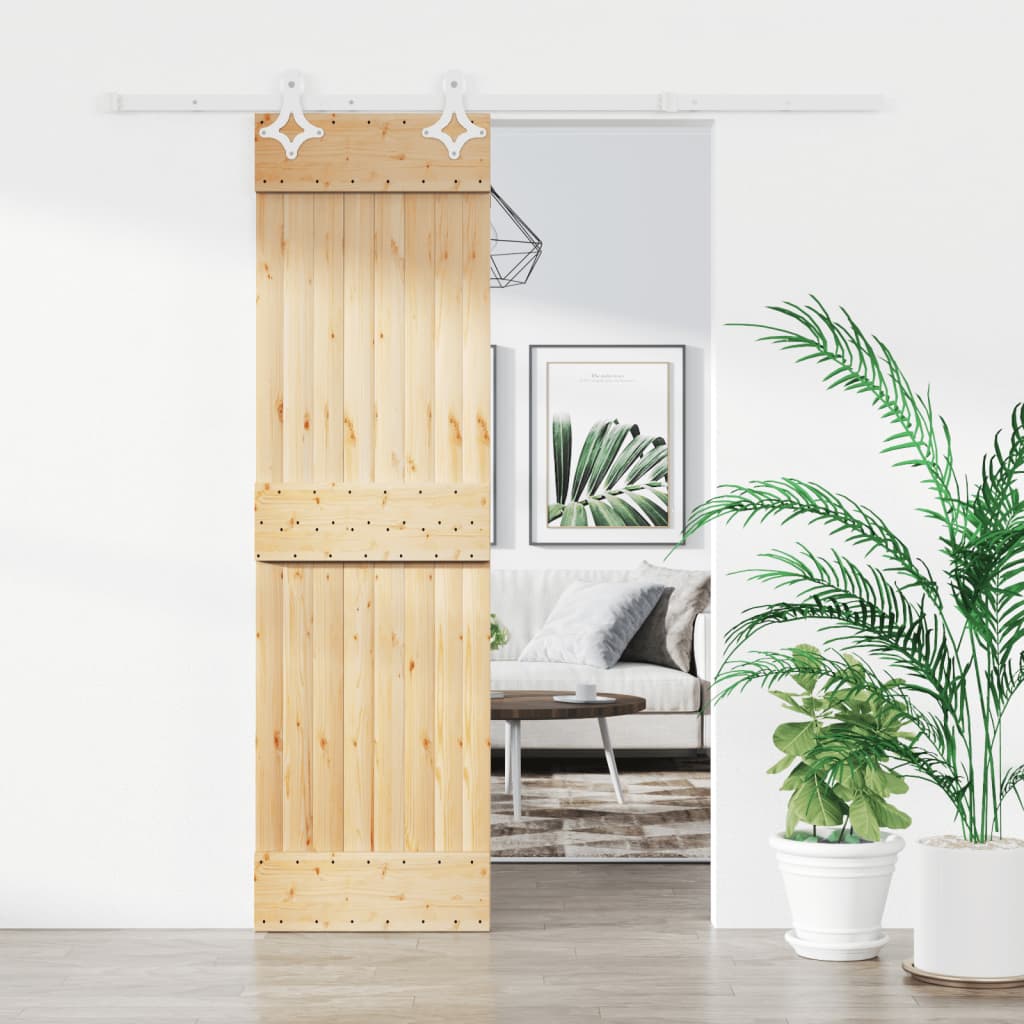 VidaXL Schiebetür mit Beschlägen 70x210 cm massives Kiefernholz
