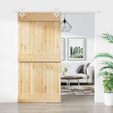 VidaXL Schiebetür mit Beschlägen 100x210 cm massives Kiefernholz