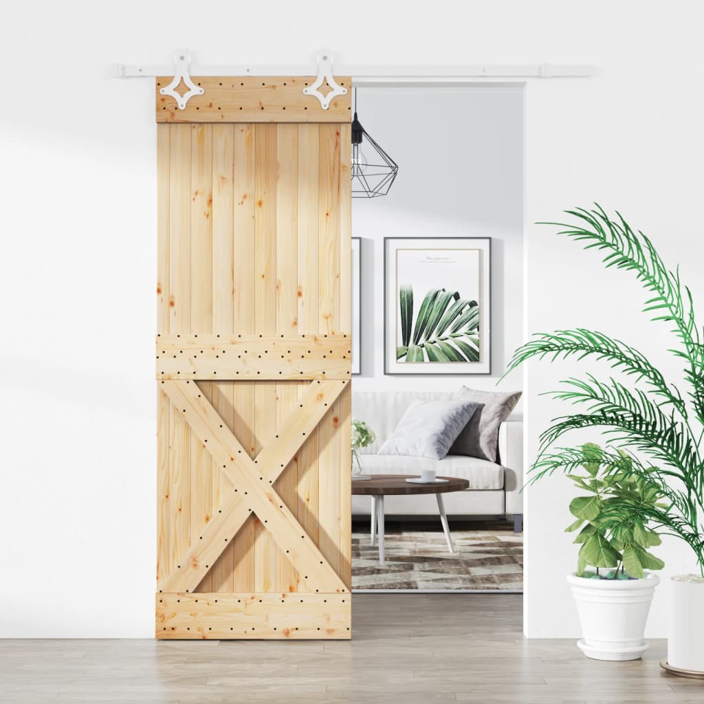 VidaXL Schiebetür mit Beschlägen 80x210 cm massives Kiefernholz