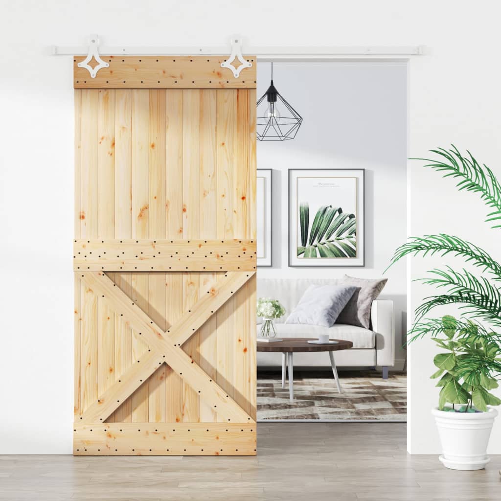 VidaXL Schiebetür mit Beschlägen 100x210 cm massives Kiefernholz