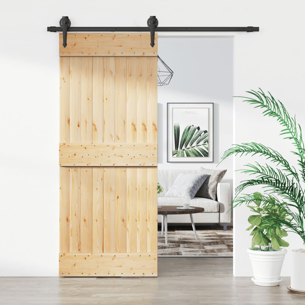 VidaXL Schiebetür mit Beschlägen 85x210 cm massives Kiefernholz