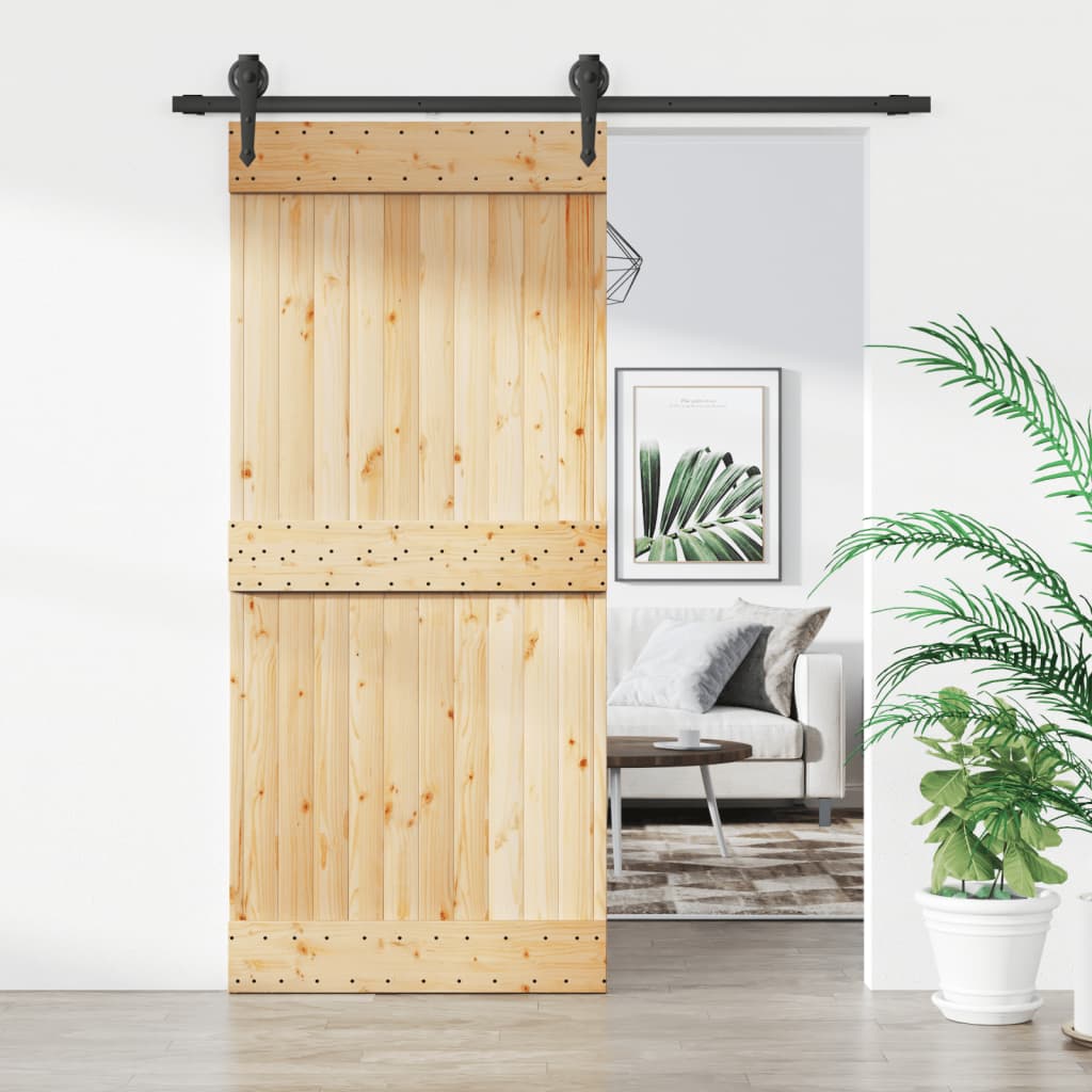 VidaXL Schiebetür mit Beschlägen 90x210 cm massives Kiefernholz