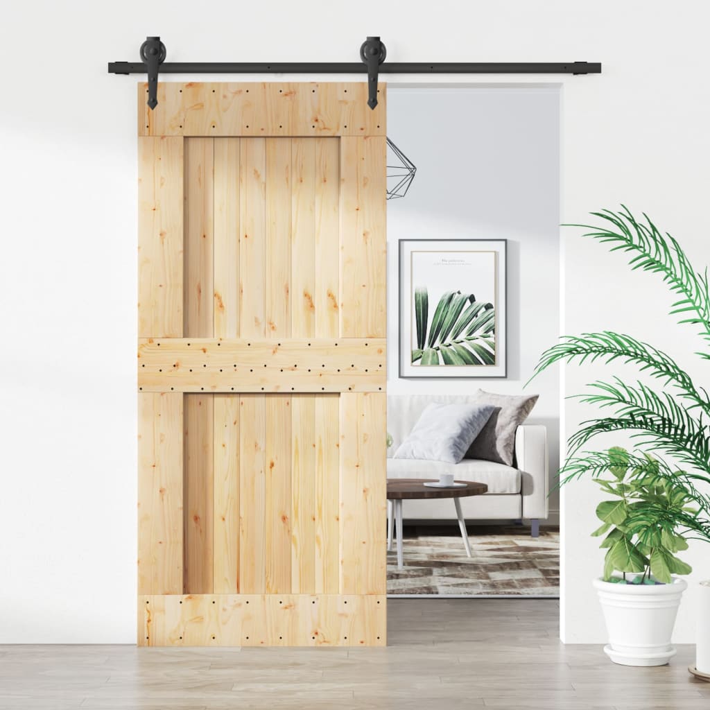 VidaXL Schiebetür mit Beschlägen 90x210 cm massives Kiefernholz