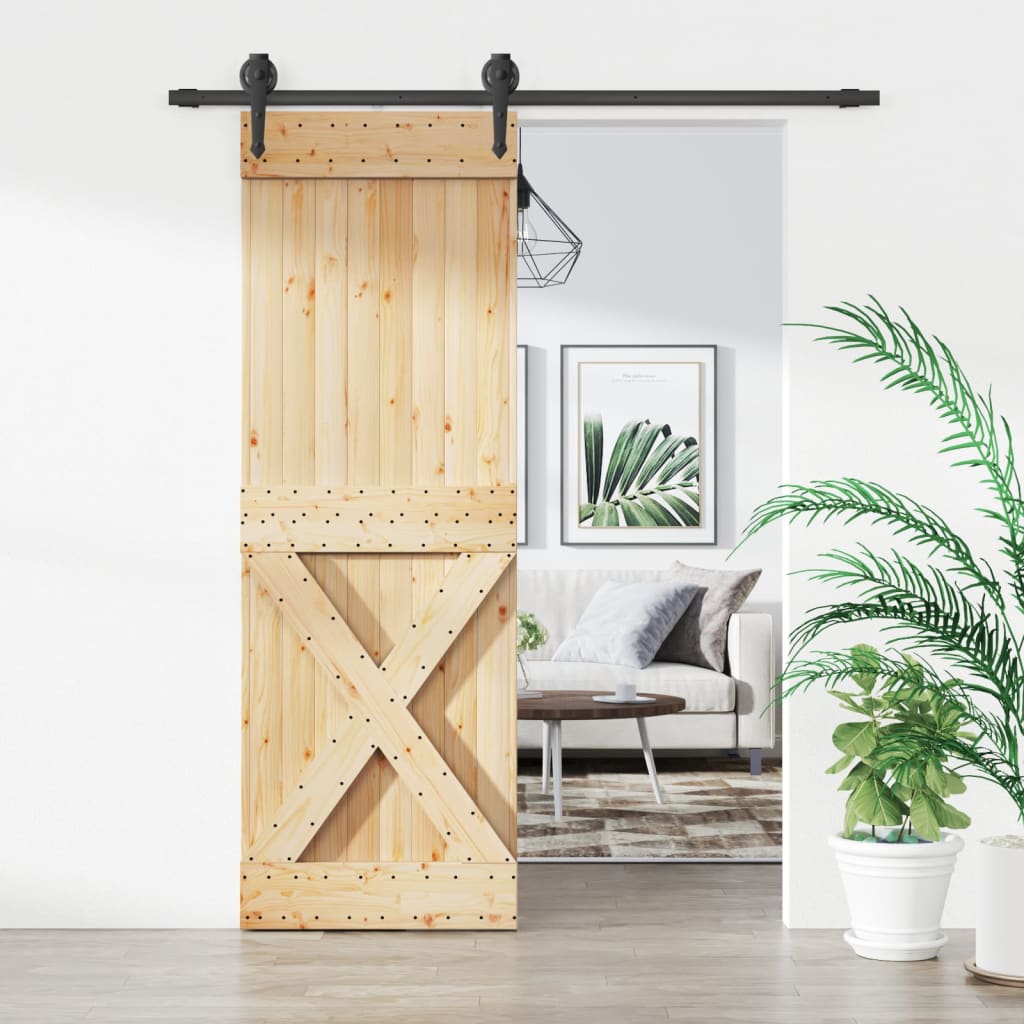 VidaXL Schiebetür mit Beschlägen 70x210 cm massives Kiefernholz