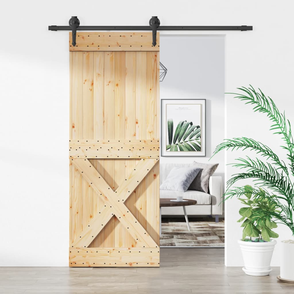 VidaXL Schiebetür mit Beschlägen 80x210 cm massives Kiefernholz
